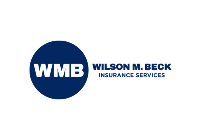 A blue and white logo of wilson m. Beck insurance services