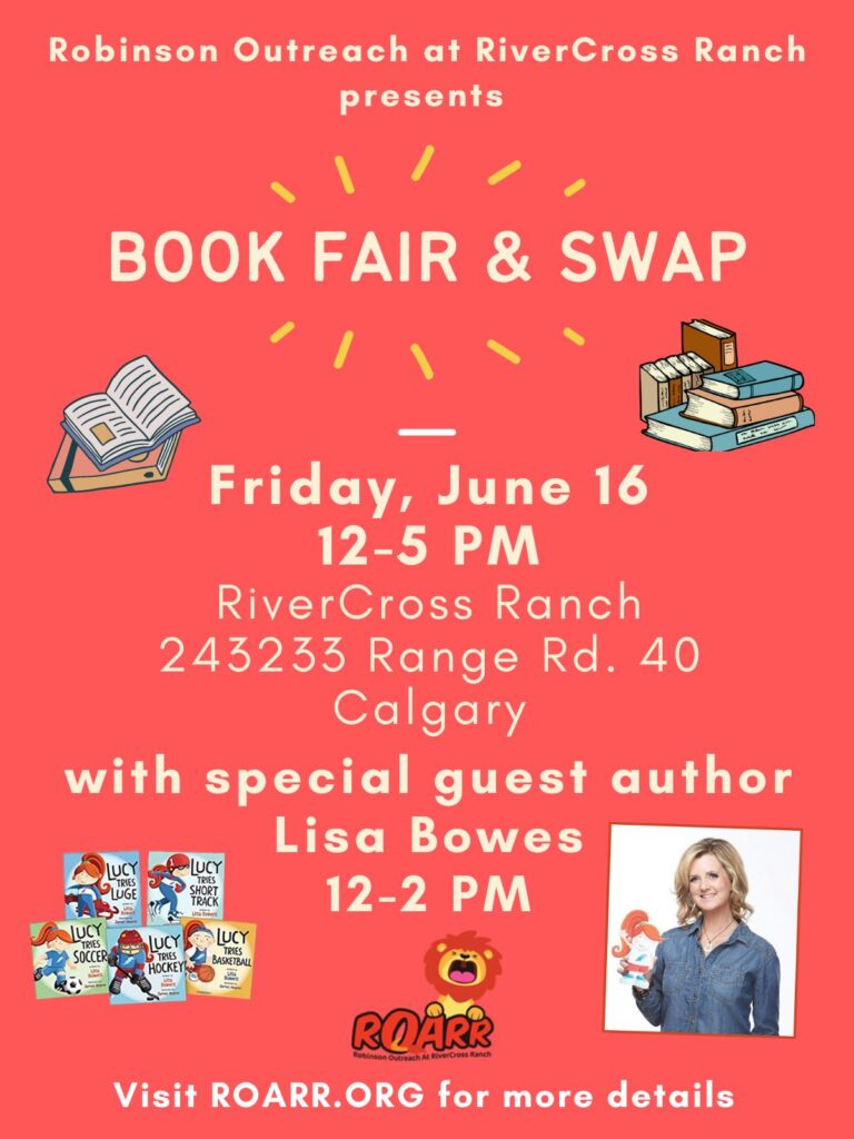 A poster with the words book fair and swap.